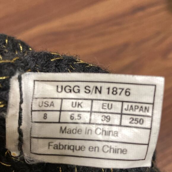 UGG NWOT Cardy Knit Boots in Black Tweed with Gold Metallic Thread. Size 8. - Picture 6 of 6